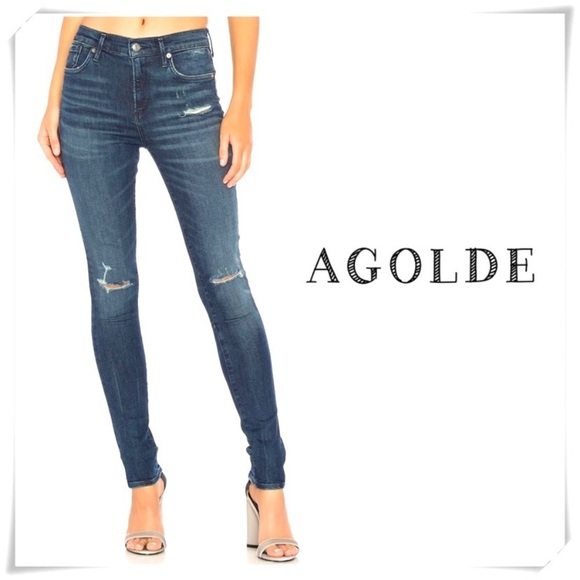 AGOLDE Sophie High Rise Skinny Jeans in Dare Blue Size 28 Style A003 B-843 - Picture 1 of 7